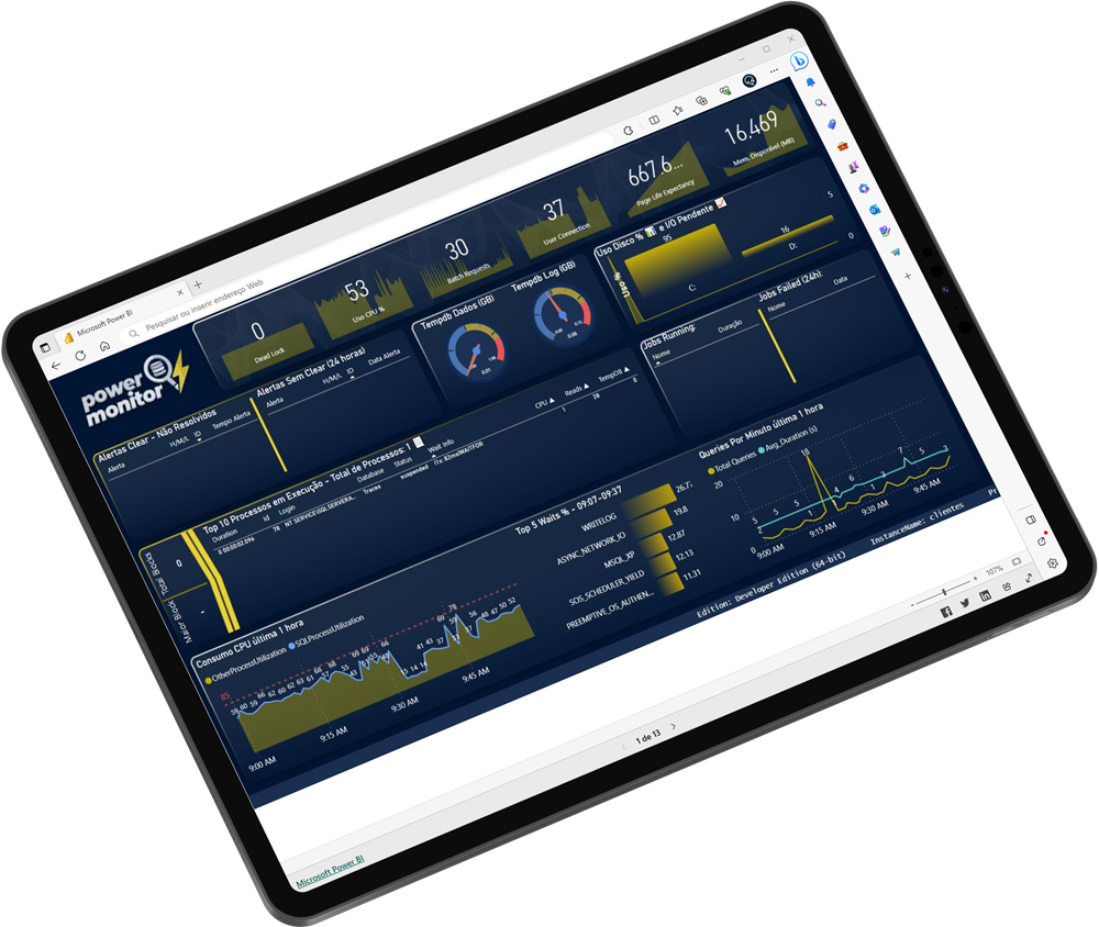Dashboard Power Alerts no tablet